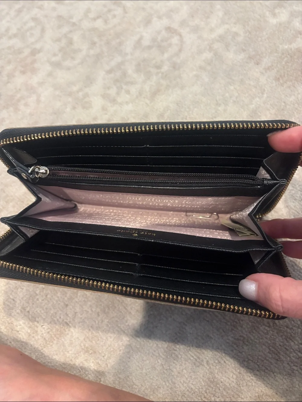 kate spade Black Floral Zip-Around Continental Wallet